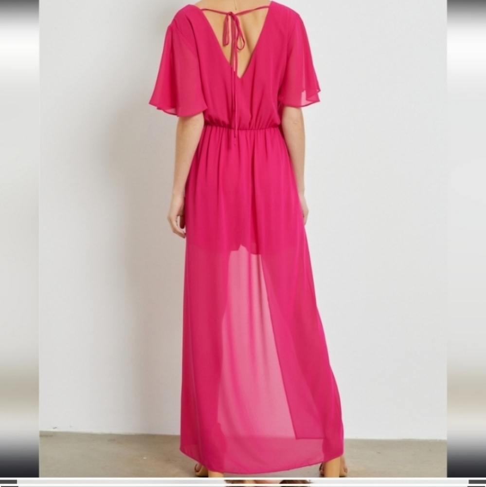 Chiffon Ces Femme Women's  Romper-Dress Sheer Size Small